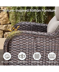 Pocassy Outdoor Swivel Rocker Patio Chairs-High Back Wicker Chairs Set of 2,Pe Chair Furniture Sets with 5in Cushions