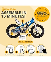 RoyalBaby Freestyle Outdoor Kid's Bicycle with Training Wheels, 12 Inch