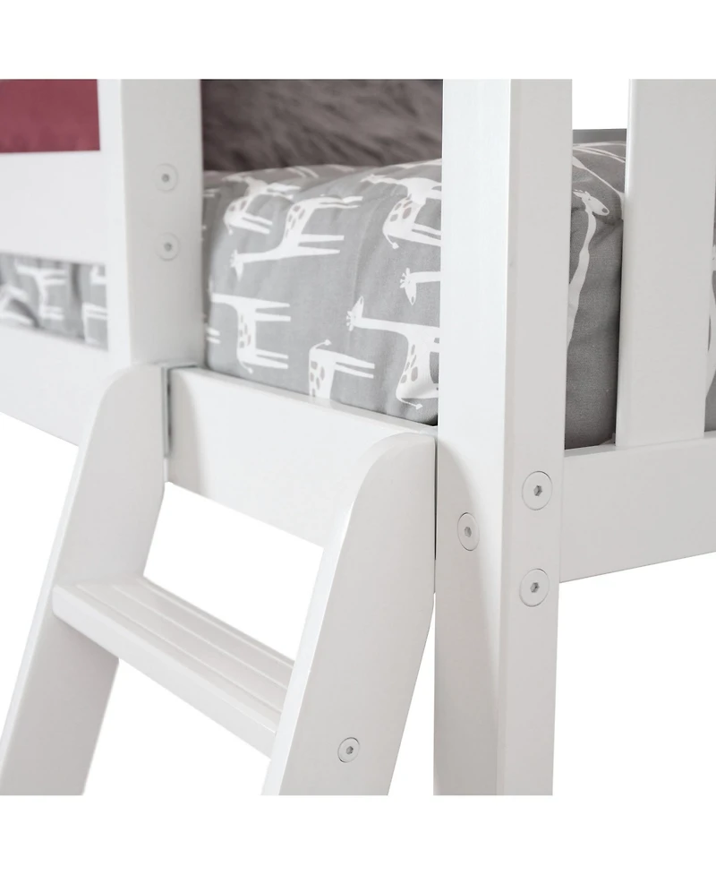 Max & Lily Loft Bed, Low Solid Wood Twin Bunk Beds for Kids with Ladder and Curtain