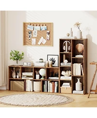 Gymax 7-Cube Bookcase Vertical or Horizontal Freestanding Bookshelf with 7 Compartments