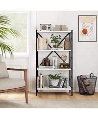 Gymax 4-Tier Bookshelf Industrial Bookcase with Heavy-Duty Metal Frame for Living Room