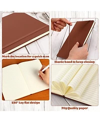 Gnuadz Lined Journal Notebooks A5 Hardcover Pu Leather Wide Ruled