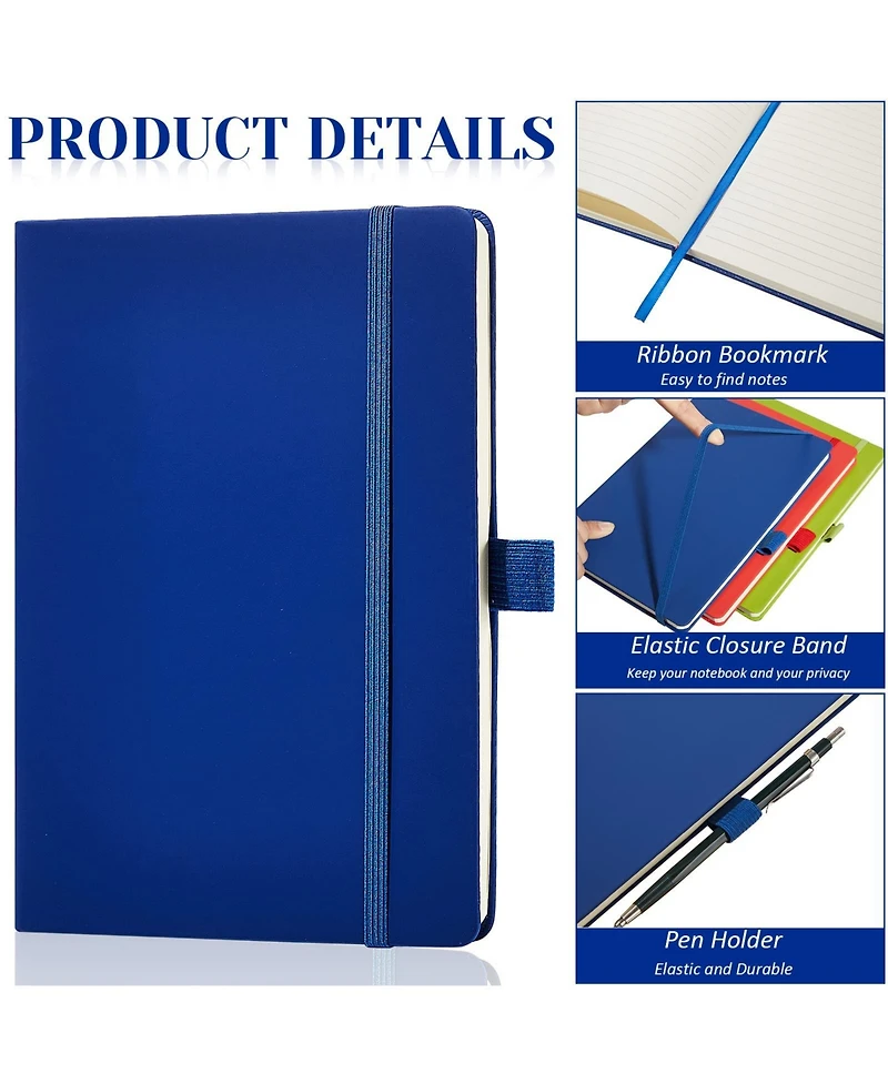 Gnuadz Lined Journal Hardcover Notebook College Ruled Pen Holder Pu Leather