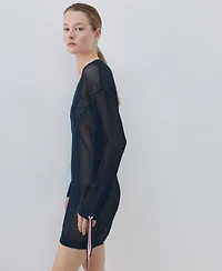 Mango Women's Mesh Long Sleeve Dress