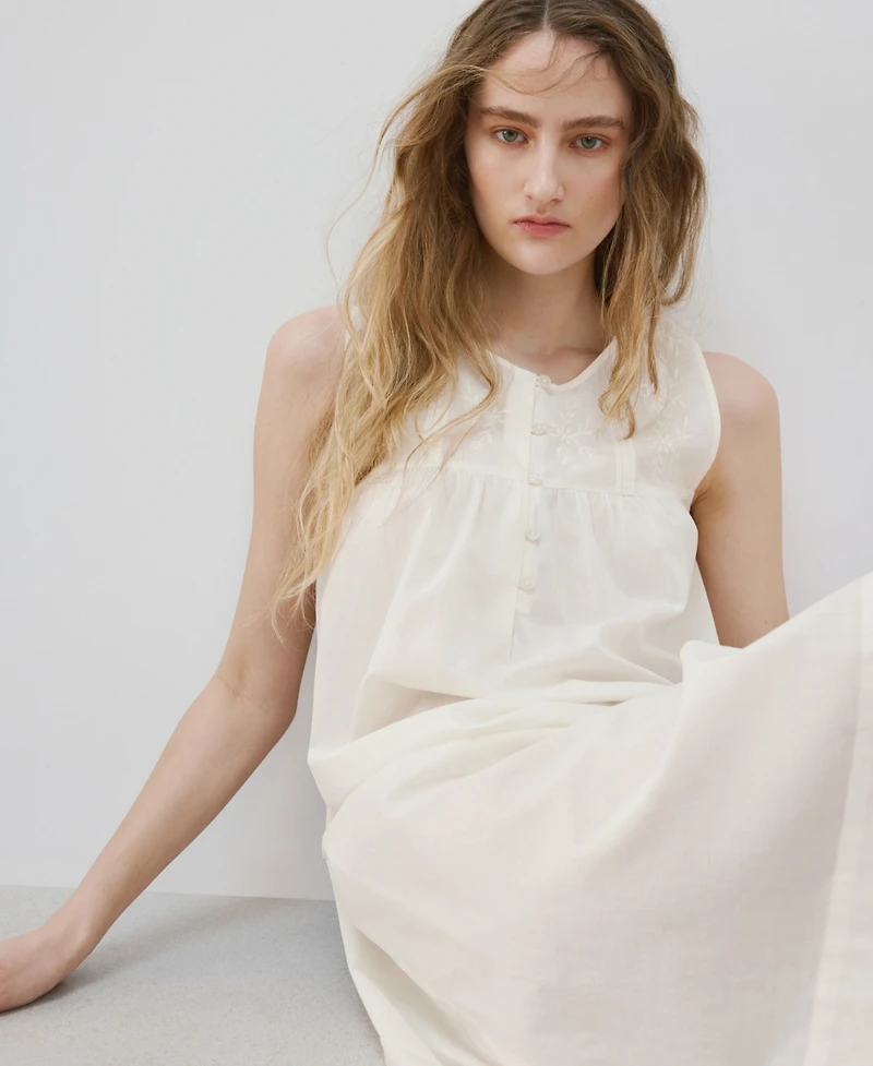 Mango Women's Embroidered Detail Cotton Nightdress