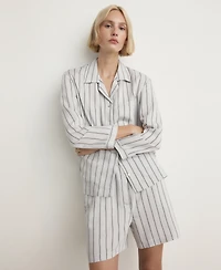 Mango Women's Front Pocket Striped Pajama Shirt