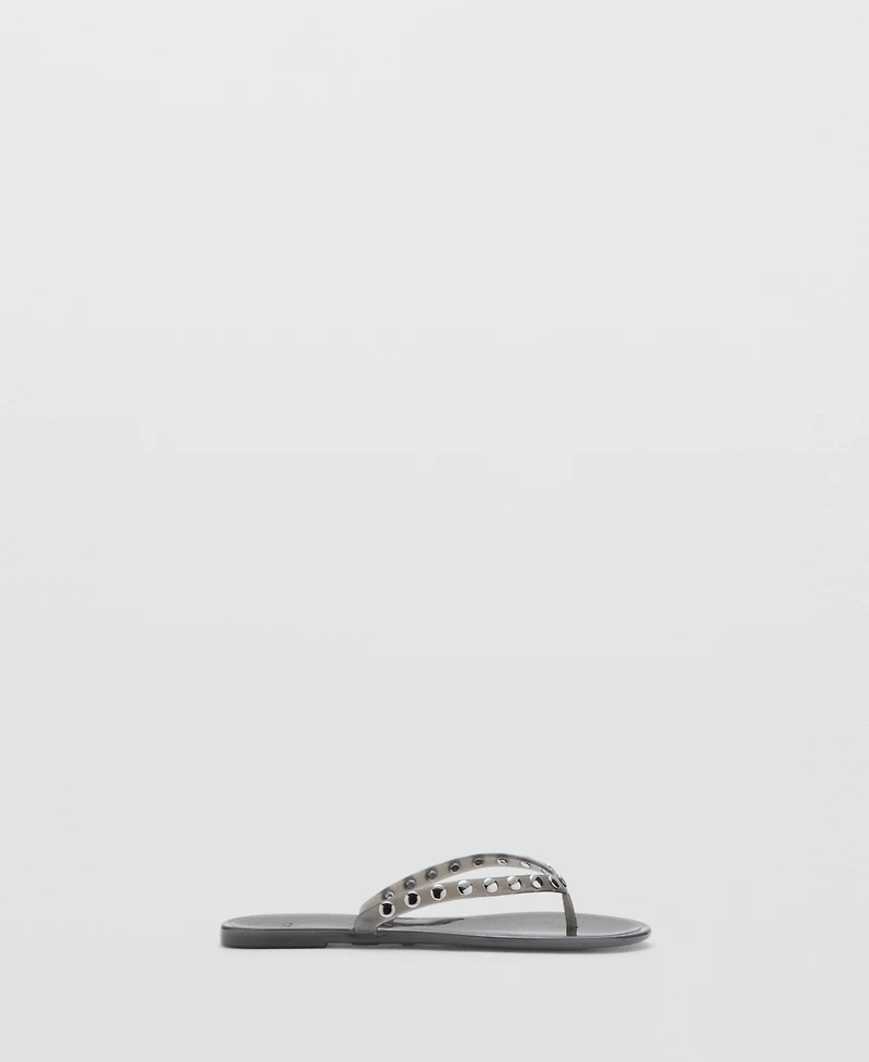Mango Women's Vinyl Straps Studded Sandals