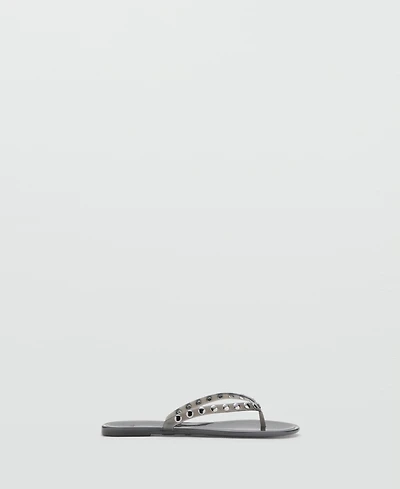 Mango Women's Vinyl Straps Studded Sandals