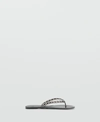 Mango Women's Vinyl Straps Studded Sandals