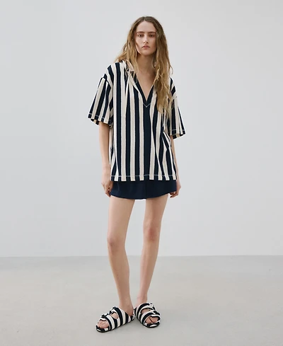 Mango Women's Striped Terry Cotton Sweatshirt
