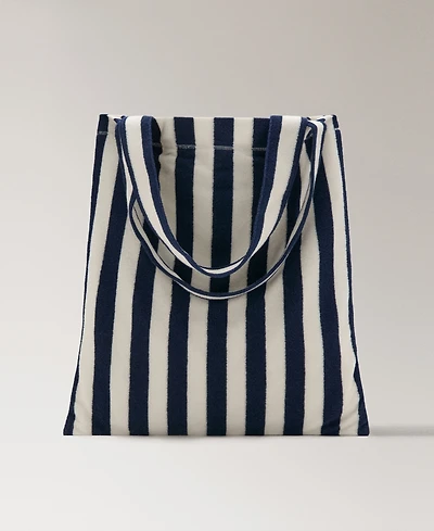Mango Women's Striped Terry Cotton Tote Bag