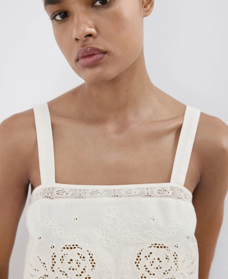 Mango Women's Openwork Embroidery Top