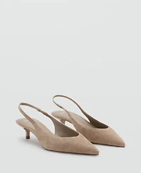 Mango Women's Kitten-Heel Suede Shoes