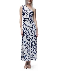 Nocturne Women's Printed One-Shoulder Draped Midi Dress