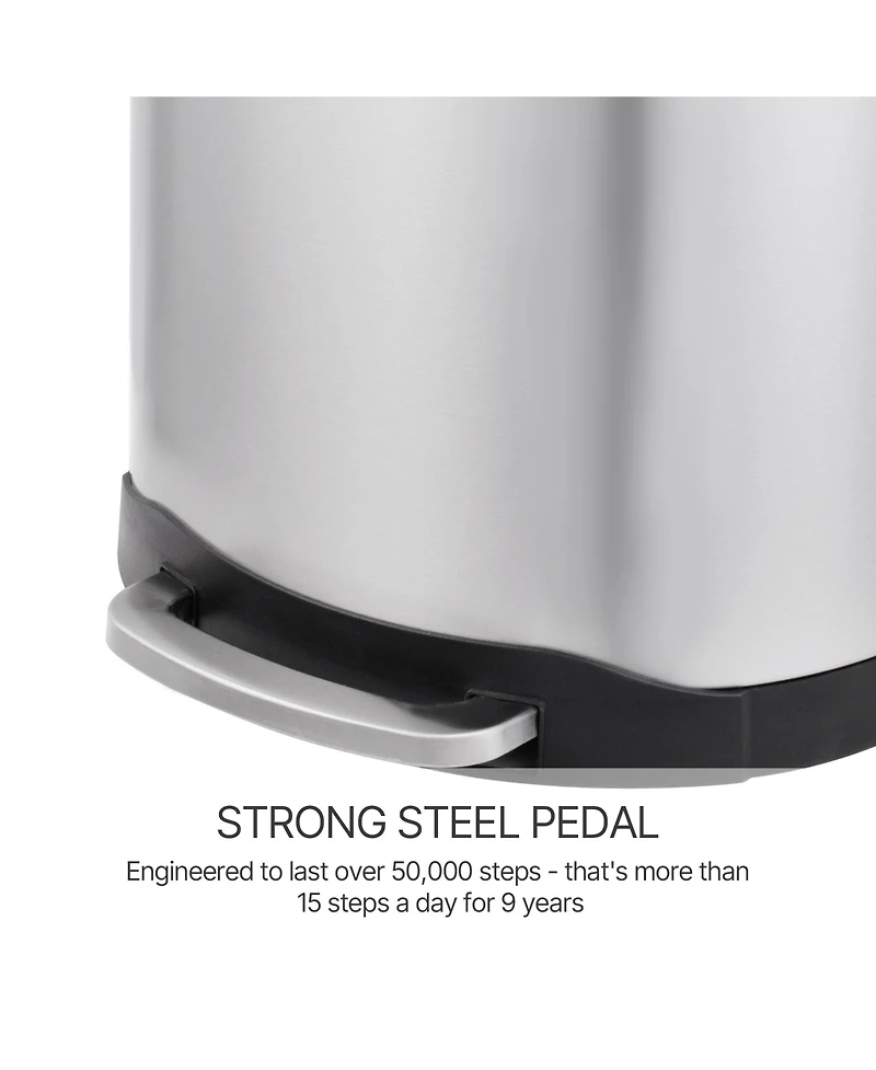 Mega Casa 40 Liter Stainless Steel Semi-round Step-on Trash Can for Kitchen