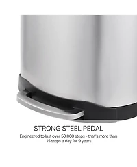 Mega Casa 40 Liter Stainless Steel Semi-round Step-on Trash Can for Kitchen