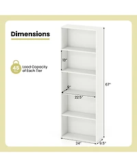 Gymax 2 Pieces 5-Tier Bookshelf Open Bookcase Freestanding Display Shelf Storage Organizer