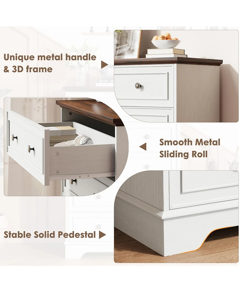 gaomon 5 Drawer Dresser for Bedroom, Vertical Chest of Drawers, Farmhouse Tall Cabinet Organizer for Living Room, Hallway