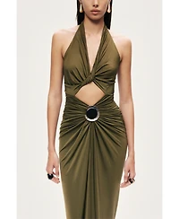 Nocturne Women's Cut-Out Halter Maxi Dress