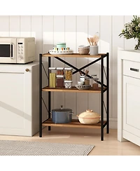 Gymax 3-Tier Bookshelf Industrial Bookcase with Heavy-Duty Metal Frame Book Holder