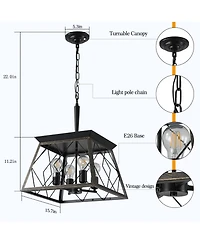Clihome Farmhouse Chandelier 4-Light Vintage Antique Chandeliers Light Fixture,Golden (No Bulbs)
