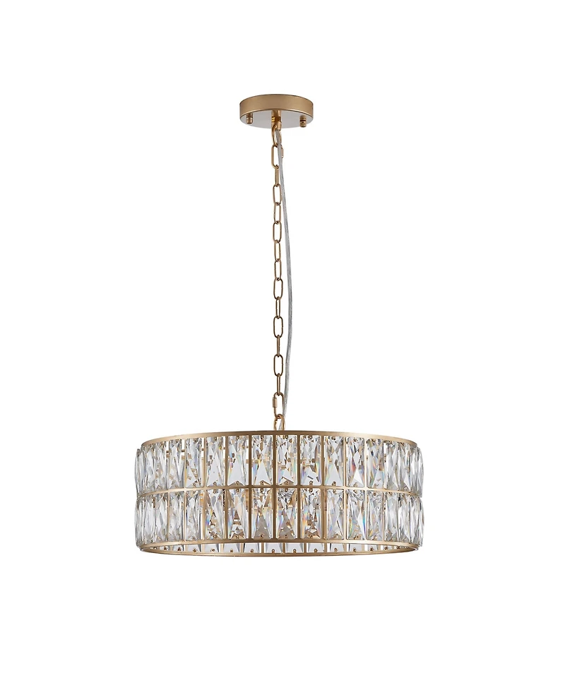 Clihome Crystal Chandeliers, 5-Tier Round Semi Flush Mount Chandelier Light Fixture, Luxury Ceiling Lighting