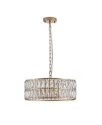 Clihome Crystal Chandeliers, 5-Tier Round Semi Flush Mount Chandelier Light Fixture, Luxury Ceiling Lighting