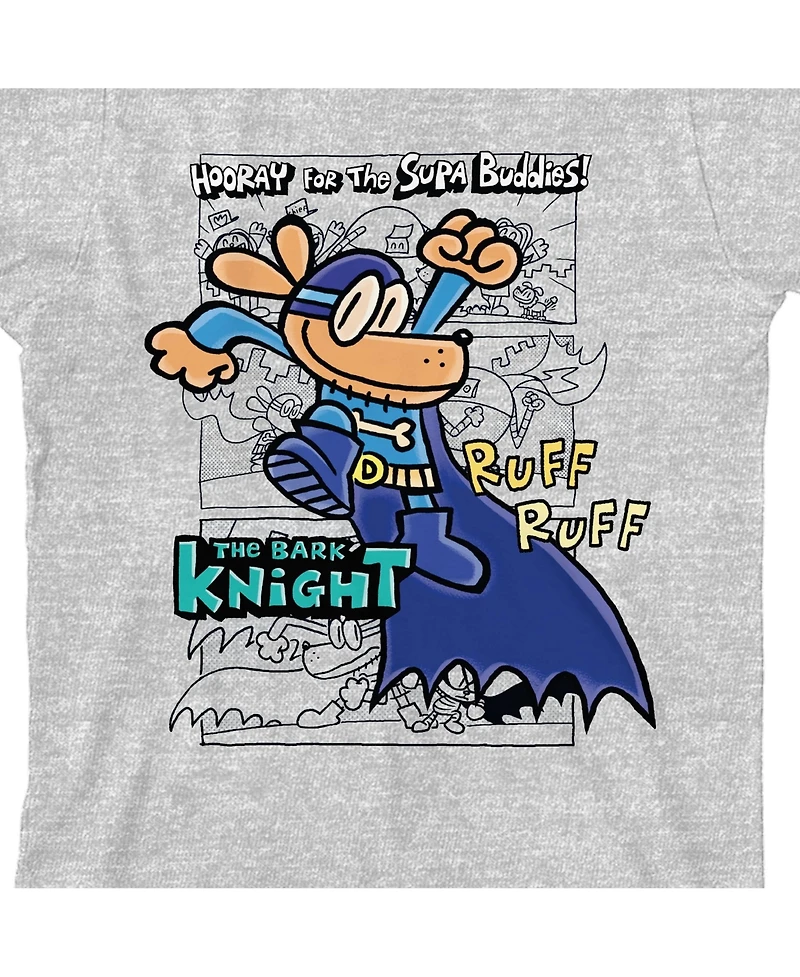 Dog Man Boys Hand Drawn With Colorful Logo The Bark Knight on Athletic Heather Youth