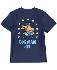 Dog Man Boys Surrounded By Stars Youth Navy Crew Neck Short Sleeve T-shirt -Xl