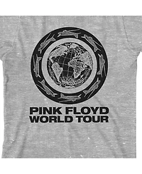 Pink Floyd Boys World Tour Earth & Planes Crew Neck Short Sleeve Athletic Heather T-shirt -Xl
