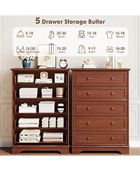 gaomon 5 Drawer Dresser for Bedroom, Vertical Chest of Drawers, Farmhouse Tall Cabinet Organizer for Living Room