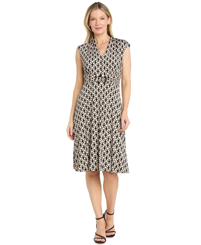 R & M Richards Women's Ruched Knee-Length Dress