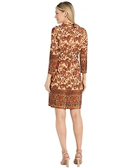 R & M Richards Women's Border-Print Knee-Length Dress