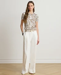 Lauren Ralph Petite Paisley Print Short-Sleeve Sweater