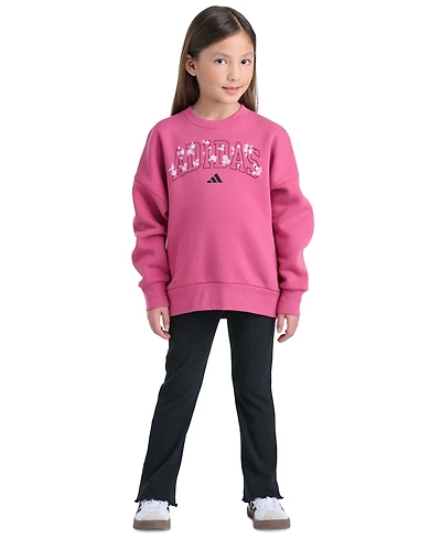 adidas Girls' 2T-6X Long-Sleeve Sweatshirt and Pants, 2-Piece Set
