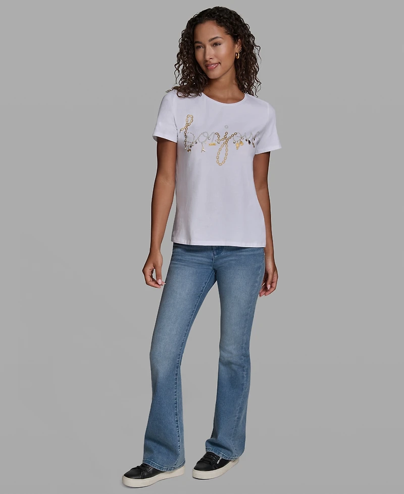 Karl Lagerfeld Paris Women's Bonjour Crewneck T-Shirt