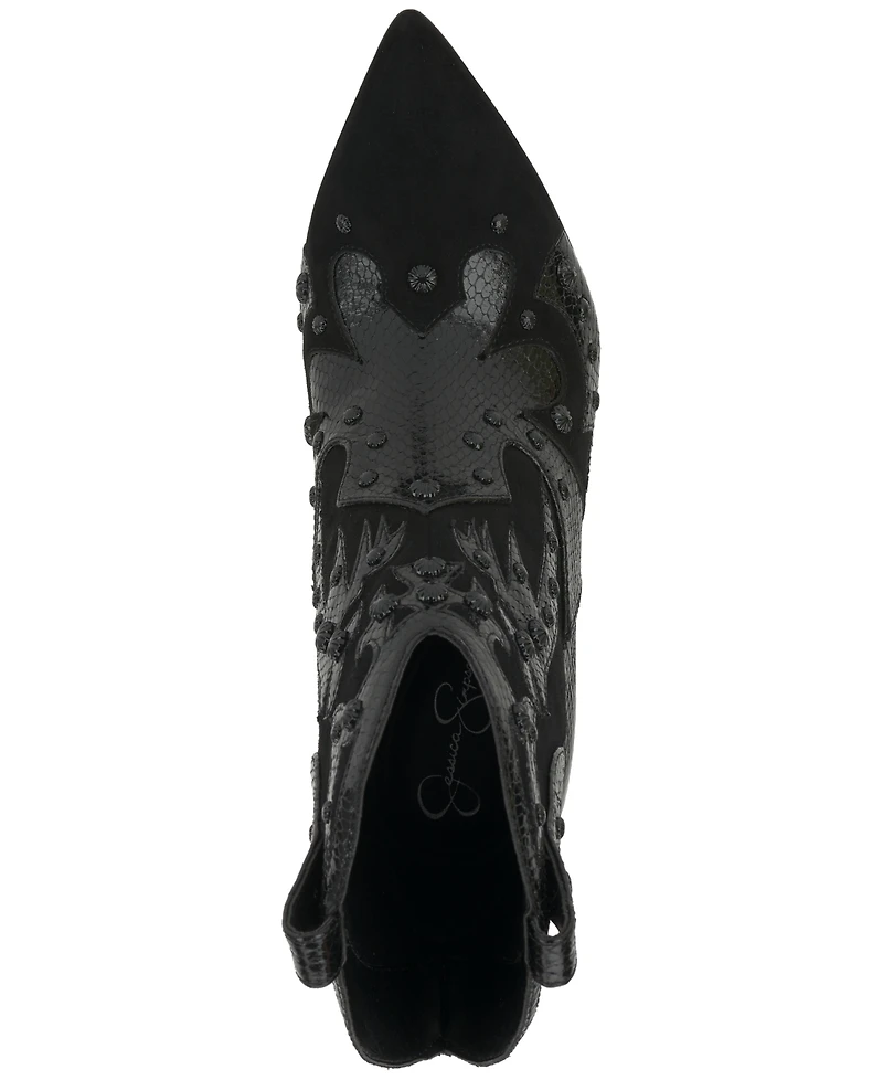 Jessica Simpson Women's Palieve Stiletto Studded Western Dress Booties