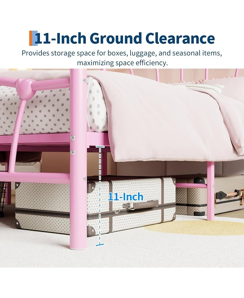 gaomon Bed Frame, Bed Frames for Boys, Heavy-Duty Platform Bed with Heart-Shaped Design Headboard & Footboard
