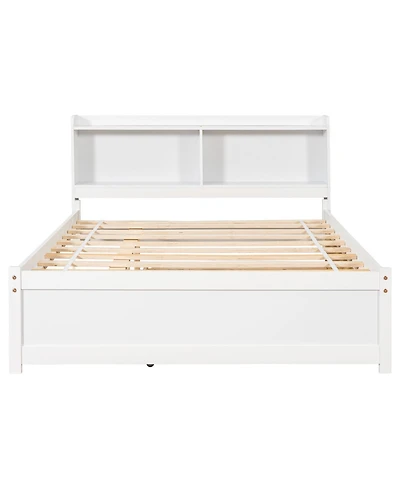Clihome Bed with Trundle and Bookcase Headboard