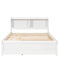 Clihome Bed with Trundle and Bookcase Headboard
