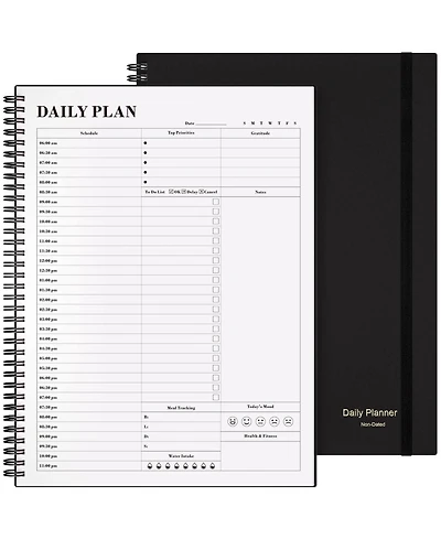 Gnuadz Planner Daily Agenda To Do List Hourly Schedule Spiral Appointment Book Elastic Closure Inner Pocket