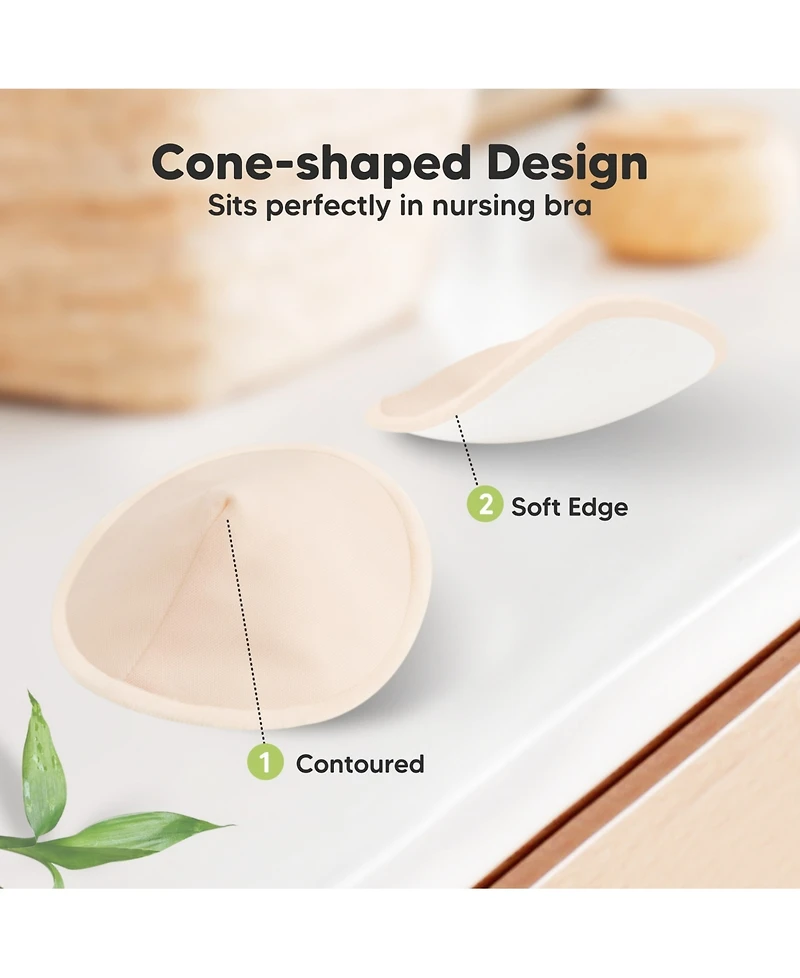 KeaBabies 8pk Organic Nursing Pads, Washable Breast Pads + Wash Bag, Reusable Nipple