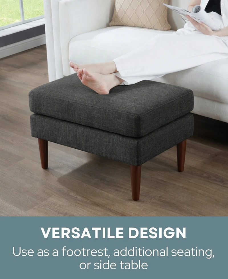 Convenience Concepts 27" Faux Linen Marlow Mid Century Ottoman