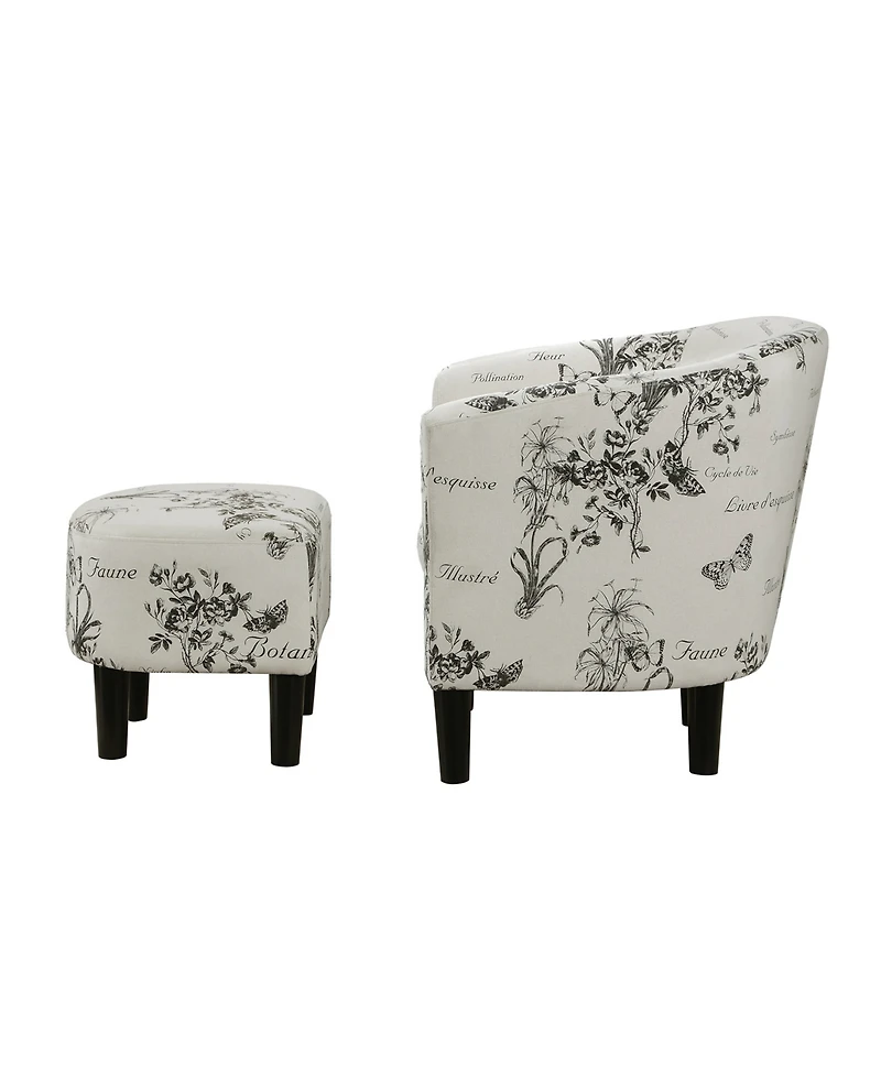 Convenience Concepts 26.25" Print Canvas Churchill Accent Chair with Ottoman