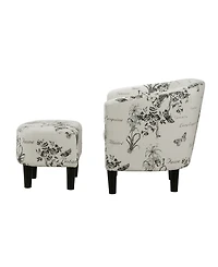 Convenience Concepts 26.25" Print Canvas Churchill Accent Chair with Ottoman