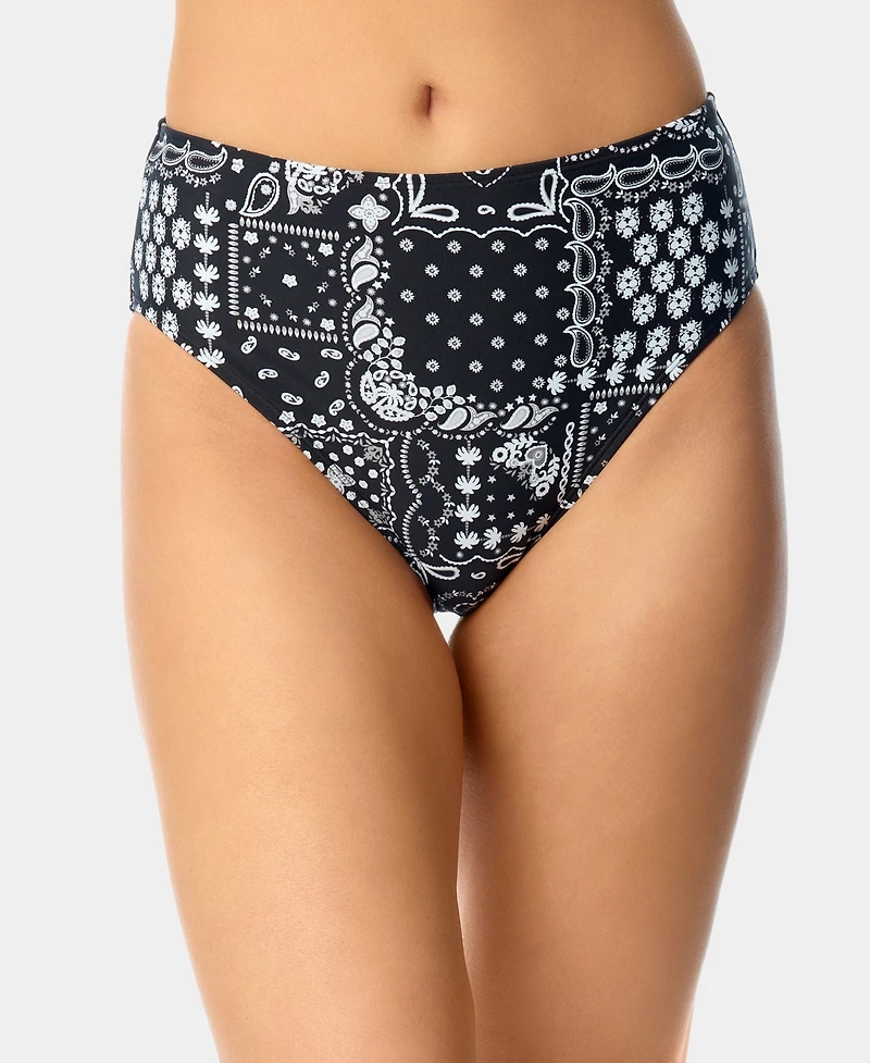 California Waves Women's Bandana Print High-Waist Swim Bottoms, Macy's Exclusive