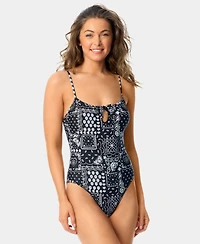 California Waves Women's Bandana Print Square Neck One-Piece Swimsuit, Macy's Exclusive