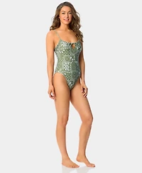 California Waves Women's Bandana Print Square Neck One-Piece Swimsuit, Macy's Exclusive