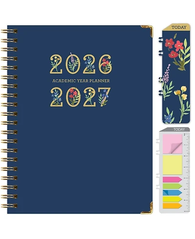 Gnuadz Hardcover Academic Planner 2026-2027 14 Month Daily Weekly Monthly Agenda Bookmark Pocket Folder Sticky Notes