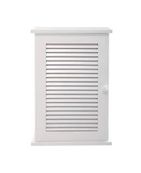 Busdays Wall Mounted Hanging Medicine Cabinet with 3 Tiers Single Louvered Door Floating Cupboard for Bathroom Bedroom